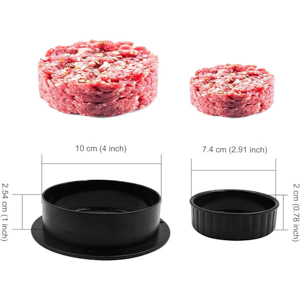 Burgerform och biffpress-set med vaxpapper (olika storlekar)