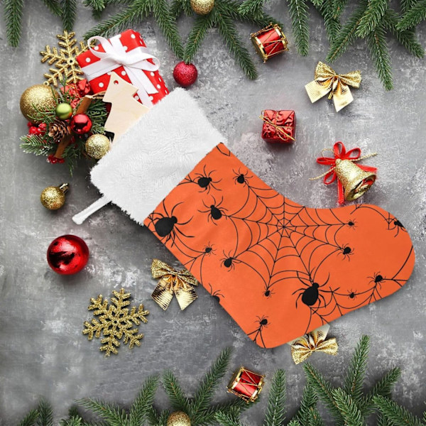 Julklapp, personliga julklappsstrumpor 2-pack Halloween Spindelnät 45,7 cm Julstrumpor Hängande Ornament Eldstad för Träddekoration