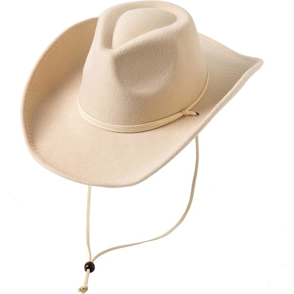 Retro bredskygget western cowboy/cowgirl hat i filt til kvinder og mænd, til udklædning