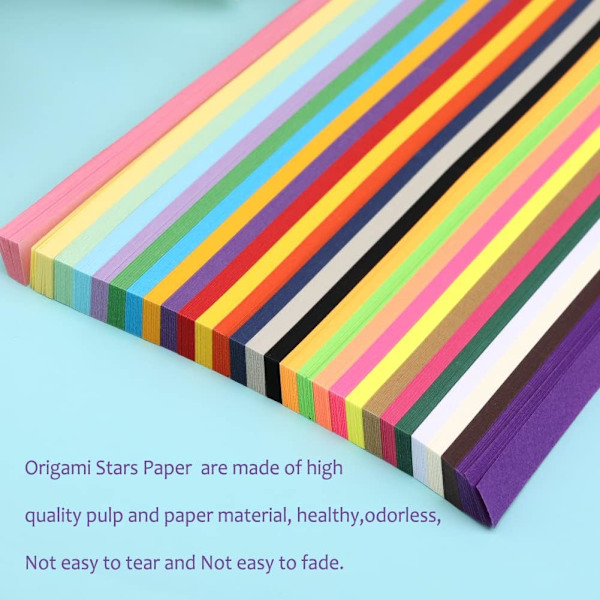 Origamipapir, 1030 ark - Dobbeltsidig stjernepapirsett i 27 farger