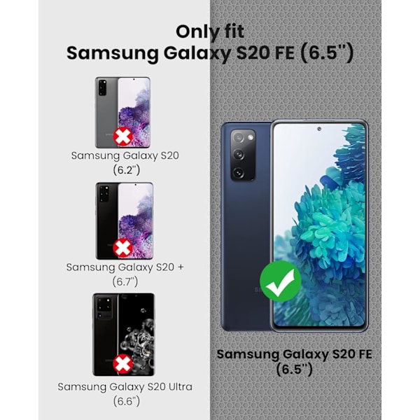 Skal för Galaxy S20-FE: Dubbelt Lager Stötsäkert 5G Telefonskydd | Matt Anti-Slip Textur | Militärt Robust Skyddsskal - Svart Svart