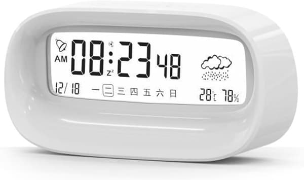 wxsp 1 Styck Elektronisk Väckarklocka Pärlvit Stor Skärm Kalender Tyst Väckarklocka Transparent Design Digital Klocka Sovrum Studentväckning