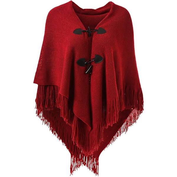 Snygg Hornknapp Rutig Poncho V-ringning, V-fåll