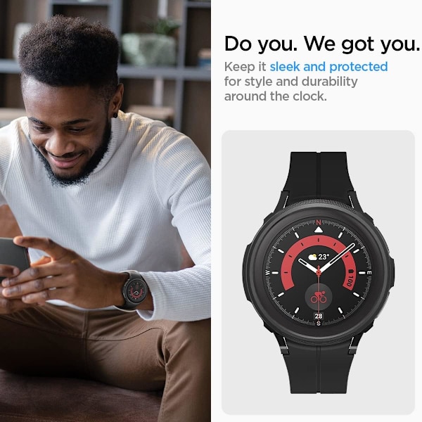 Liquid Air designet til Galaxy Watch 5 Pro Case 45mm (2022) - Mat Sort Mat Sort