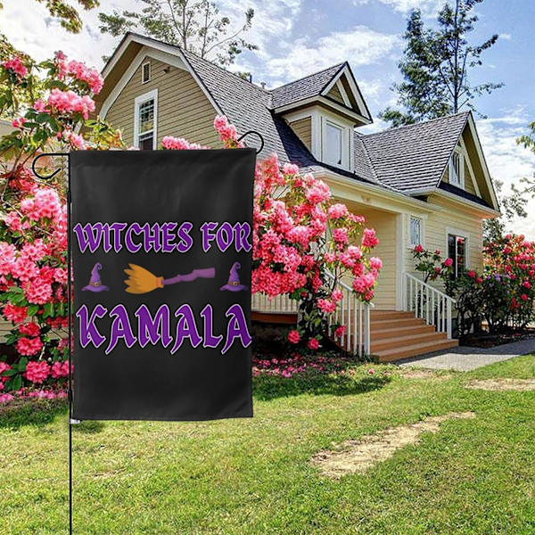 Häxor för Kamala Harris Halloween  Barnlösa katter Damer 2024 Val Trädgårdsskylt Banner Dubbelsidig 28x40 Tum  Vit Vit