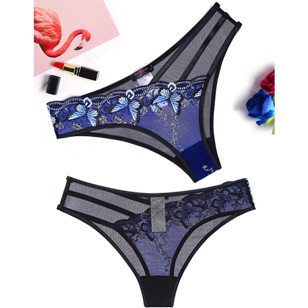 Sexiga trosor för kvinnor Butterfly Broderade underkläder Mesh