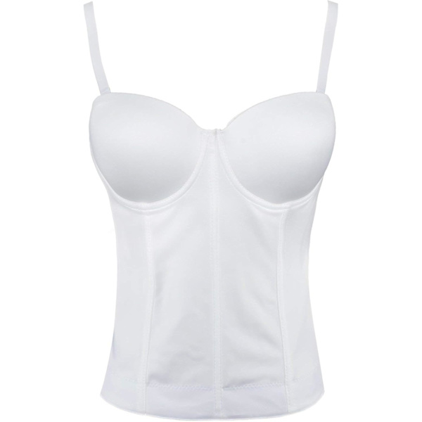 Kvinder Glat Lang Bustier Crop Top Basic Korset Top Hvid