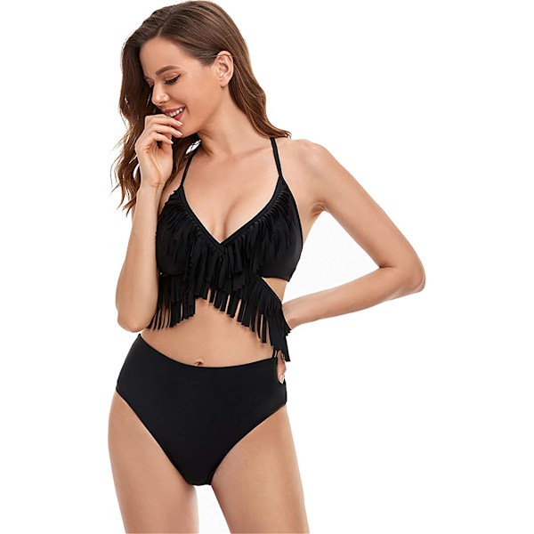 2-delad bikini med hög midja och tryck