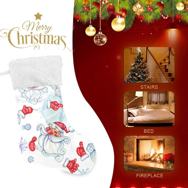 Julklapp, Personliga Julklappsstrumpor 2-pack Jultomten med vitt skägg Jul 18\" Julstrumpor Hängande Ornament Kami