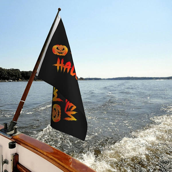 Glad Halloween 3X5FT Dubbelsidig Hållbar Uteplats Lätt Torr Utomhus Överraskningsfest Svart Svart