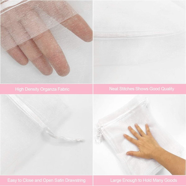 100 stk. 8x12 tums organza gaveposer for festfavoritter