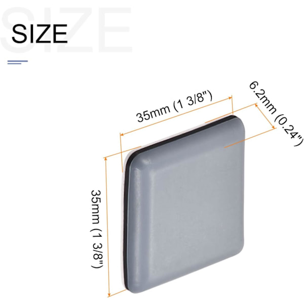 PTFE Møbelglidere (1 3/8 tommer) 16 stk, Kvadratiske selvklebende gulvbeskyttelsespute - for møbler tepper 1 3/8 tommer 1 3/8 tommer