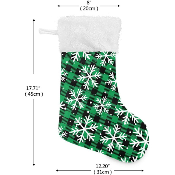 Julklapp, personliga julklappsstrumpor 2-pack Jul Grön Buffelrutig 45,7 cm Julstrumpor Hängande Ornament Eldstad för Bygg