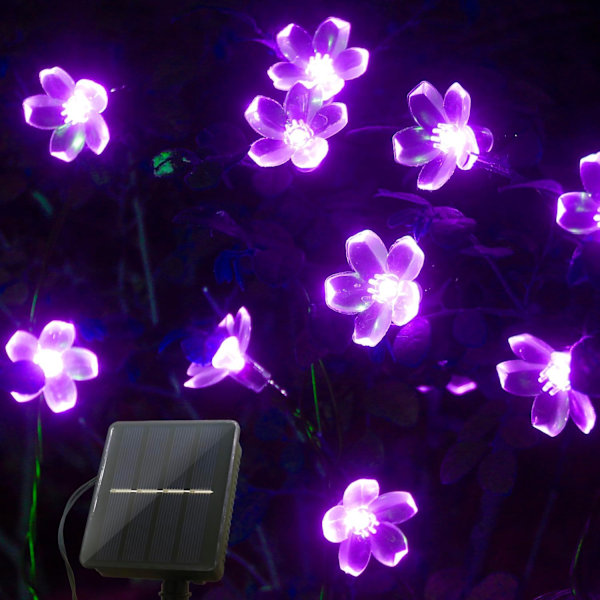 Blomster Solcellslampor Utomhus String Vattentät 39ft 100LED Fe Lampor, Solcells Körsbärsblomstror String Lampor för Utomhus Trädgård Uteplats Gård Stängsel