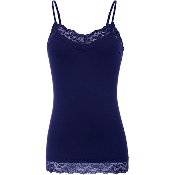 Kvinners justerbare spaghettistropp blonder trimmet camisole tunika tank top
