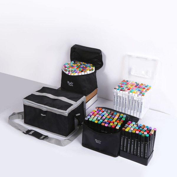 12 väriä graafinen tussi musta kuorikynä, kaksikärkinen Sketch kynä Twin Marker kaksipäinen hieno värillinen luonnosmerkki leveä ja hienokärki PVC-pakkauksella