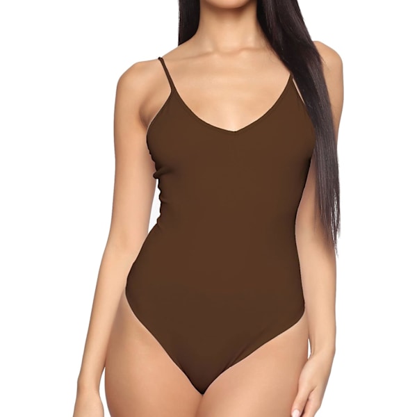 Dames V-hals Rygløs Camisole Justerbar Spaghetti Stropper Bodysuits Jumpsuits