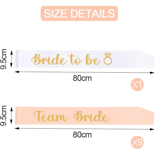 Möhippatillbehör Sashes - Bride to Be och Team Bride Sashes