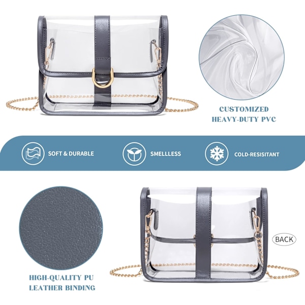 Gjennomsiktig håndveske - Gjennomsiktig veske godkjent Gjennomsiktig Crossbody-veske gave