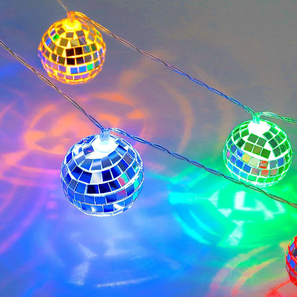 50 LED Discokula Spegel LED Festljusslinga Jul Lyktor för Semester Vägg Fönster Trä Dekorationer Inomhus Utomhus Terrass Fest Gård