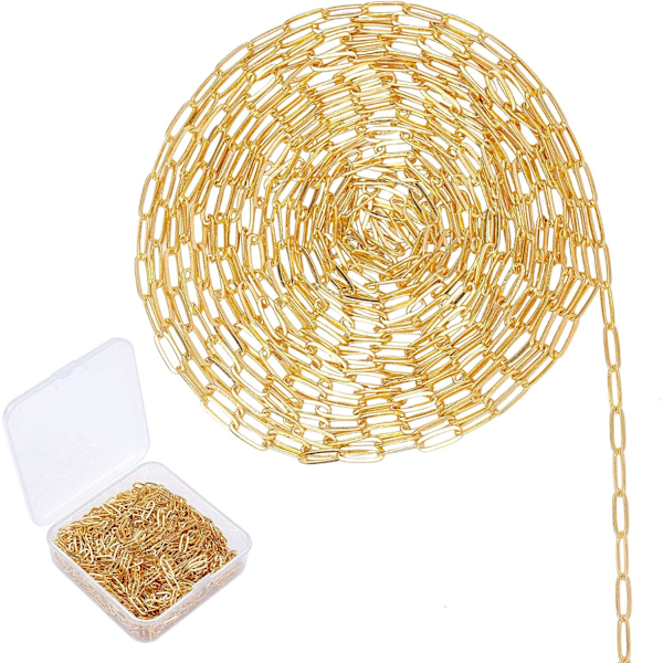 32 fot guld gem Kedjor Link Spool Bulk Halsband Bredd 2,6 mm