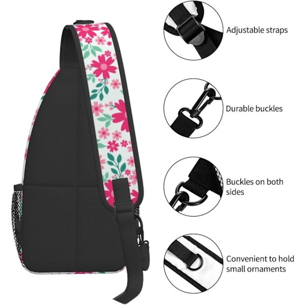 Pink Flower Baggrund Unisex Sling Rygsæk Crossbody Skuldertasker til Mænd