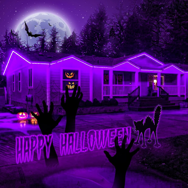 Lila Halloween-ljus utomhus, 2-pack vardera 33ft 100 LED-repbelysning inomhus, klara rep-fe-ljus batteridrivna med fjärrkontroll lila lila