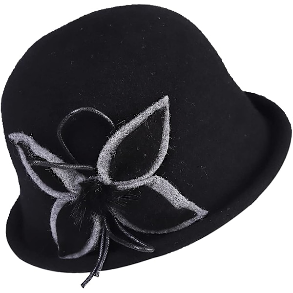 Dam vinterhatt - Vintage ull cloche hinkhatt 1950-tal 20-tal