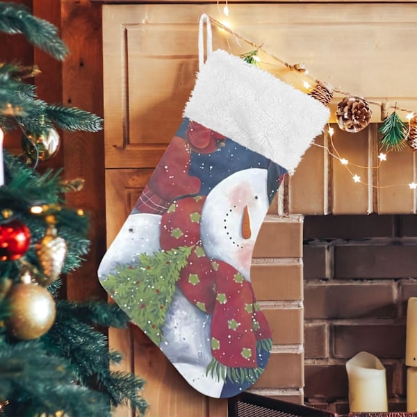Julklapp, Personliga Julklappsstrumpor 2-pack Retro Jul Snögubbe 45,7 cm Julstrumpor Hängande Ornament Eldstad för Träd