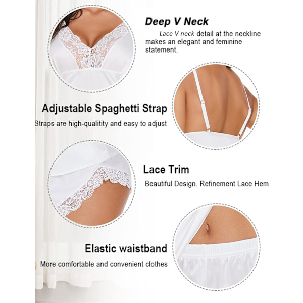 Satin Pyjamas Set Damkläder Spets Nattkläder Sexig Lingerie Cami Shorts Set S-XXL