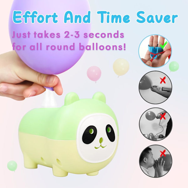 Ballongpumpe Elektrisk 110V 450W Bærbar Liten Panda Ballong Oppblåsbar Blåser Maskin Luftpumpe for Ballong Girlander Buede Festdekorasjon Verde Verde