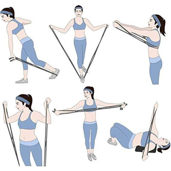 7 ringar stretchövningsband, bärbar silikon elastisk flex yoga stretchband fysisk terapi rehab bälte, hemträning blå