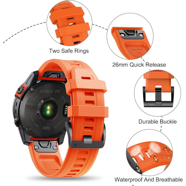 26 mm mjukt armband för Fenix ​​7X/6X/5X och mer