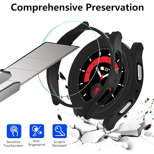 [6+6-pack] til Galaxy Watch 5 Pro 45 mm skærmbeskyttelse og etui,