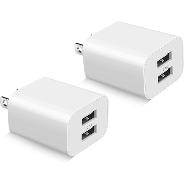 USB vegglader Block 2Pack Dual Port Cube Plug Power