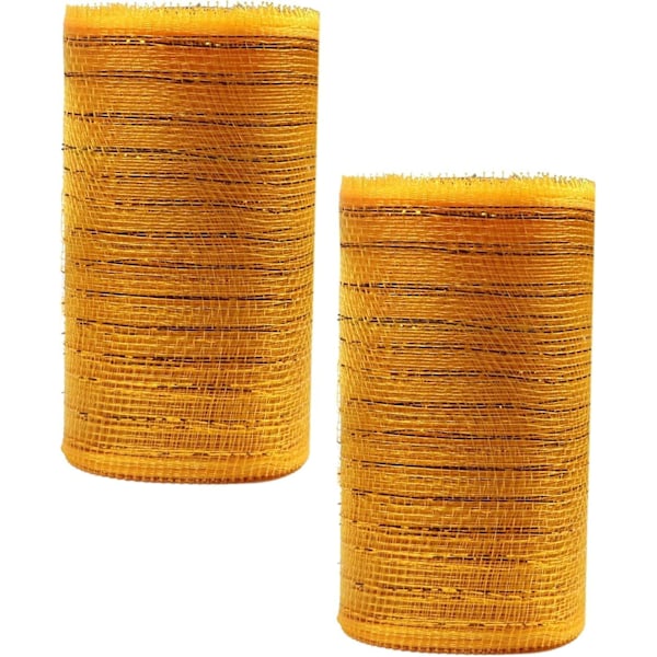 2-pack 10\" metallisk polymesh-band (totalt 20 yards, ljusgul)