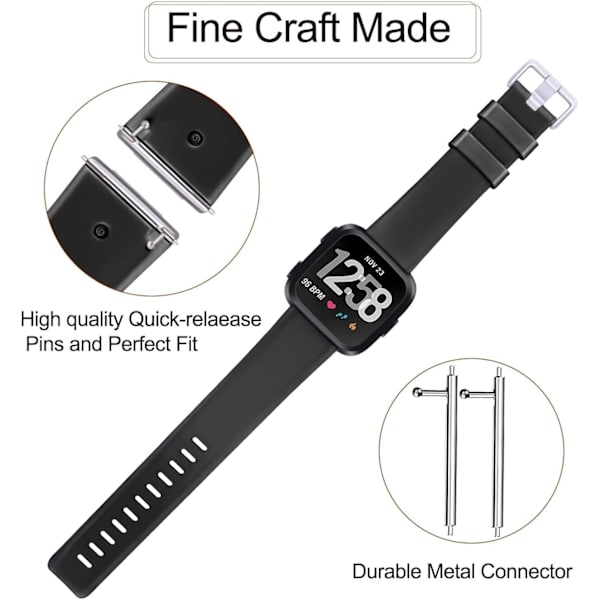 4-pack Fitbit Versa-armband - Klassiskt TPU-silikon sport justerbart ersättningsarmband för Fitbit Versa/Versa 2/Versa Lite