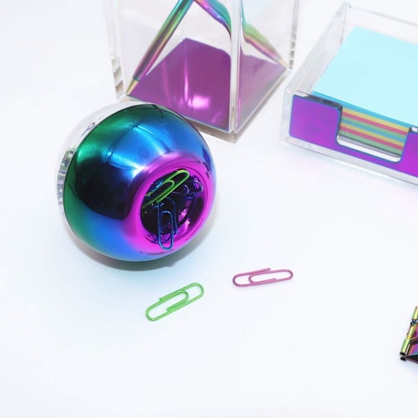 Metllic Rinbow n Hållare Memo Orgnizer Prova Pr Klipphållare Set wi Cler akryl Kropp för Skrivbordstillbehör Orgnizers Skrivbordsdispenser Metallic Style