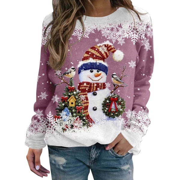 Julegrafikk trykte sweatshirts for kvinner Oversized Xmas genser