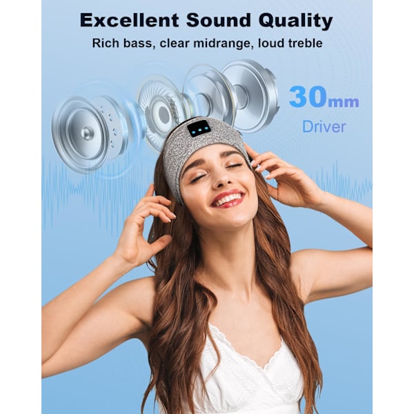 Bluetooth 5.2 Sleep Headband - Bløde Trådløse Hovedtelefoner til Mænd & Kvinder, Perfekt til Sidesøvn, Løb & Yoga