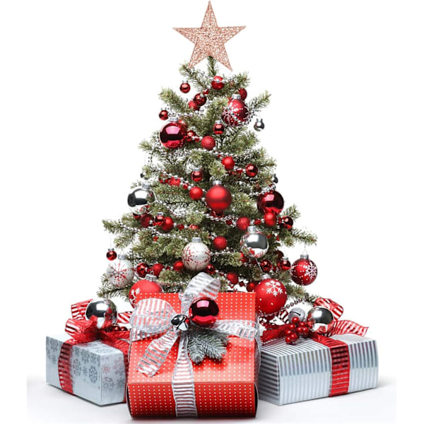 Glitrende juletretoppstjerne, glitrende juletrepynt, 20 cm