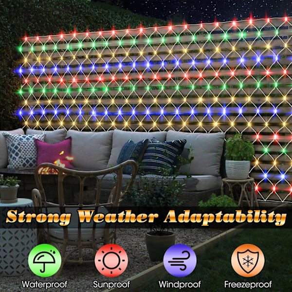 Gazebo Nätljus Utomhus, 10 x 10 FT Holiday Mesh Ljus med 320 LED och 8 Belysningslägen, Vattentät Anslutningsbar Gazebo Twinkle Ljus för