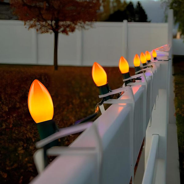 25 stk. C9 LED Halloween Orange pærer, C9 LED juletræslys udskiftningspærer til Halloween udendørs lyskæder, C9/E17 mellemstørrelse