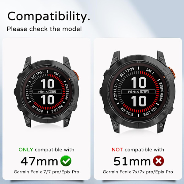 Skal Kompatibelt med Garmin Epix Pro 47mm/Fenix 7 Pro/Fenix 7 Skalskydd TPU Skyddande Skalram för Fenix 7 Smartklocka (Svart) Svart F