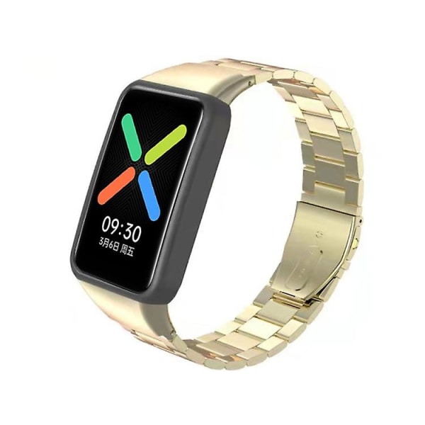 För Oppo Watch Free Nfc Rostfritt Stål Trefärgad Klockarmband YLV Gold