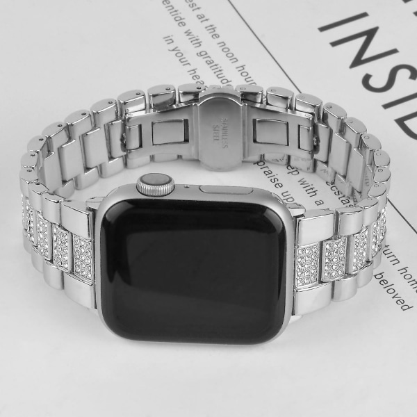 Metal Diamant Rem til Apple Watch 49mm 45mm 44mm 42mm 41mm 40mm Udskiftningsarmbånd Rem til Iwatch 8 7 6 5 4 3se Black iWatch Ultra 49mm