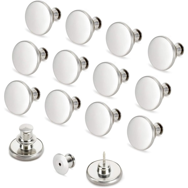 pins No Sew Instant 17mm ersättningsknapp - Justerbar byxknäppsats (12 set)