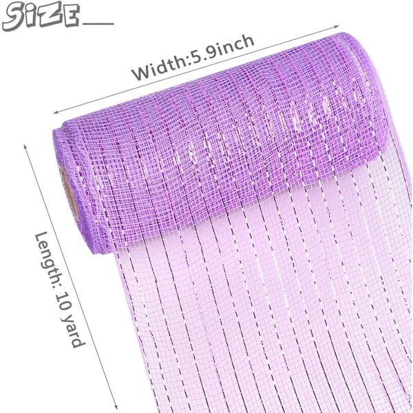 Deco Mesh 5,9 tommer x 30 fod Dekor Mesh Bånd med Metallic Foil Deco Mesh