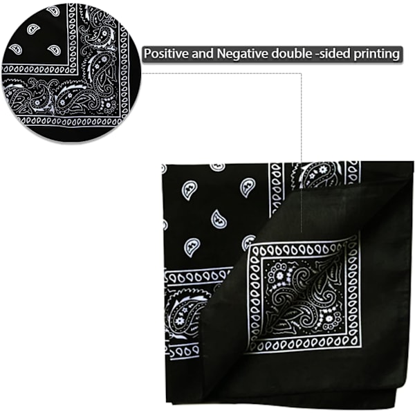 Set med 3 bandana-huvuddukar, röda, vita, svarta halsdukar bandana för kvinnor och män,