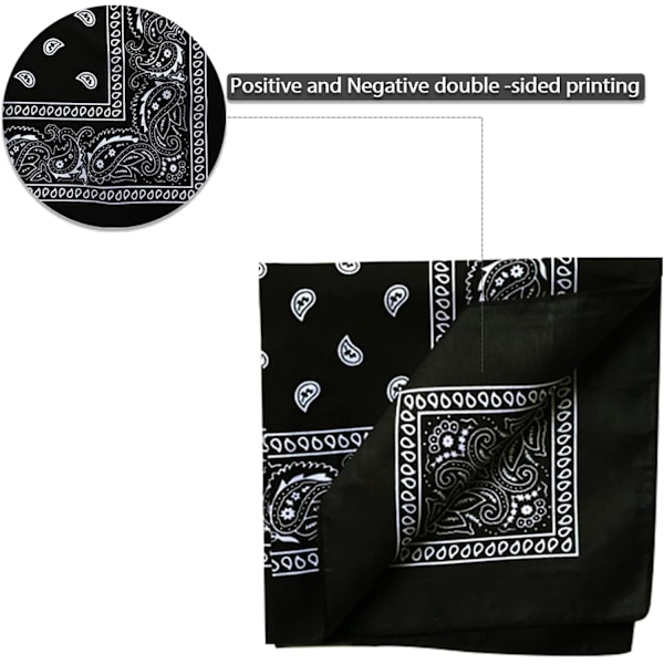 Sett med 3 bandana-hodeskjerf, rødt, hvitt, svart skjerf bandana for kvinner og menn,